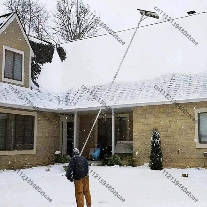 Extendable Aluminum Alloy Roof Snow Rake with Wheels Snow Pusher for Driveway House Roof Wet Leaves Removal