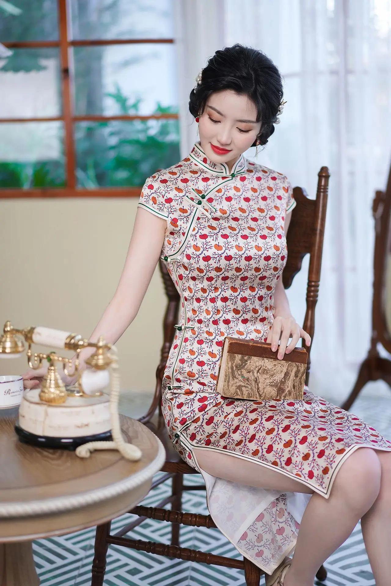 High Quality Real Silk Qipao Cheongsam Top Skirt Wear Evening Dress High-End Figure Flattering Old Shanghai