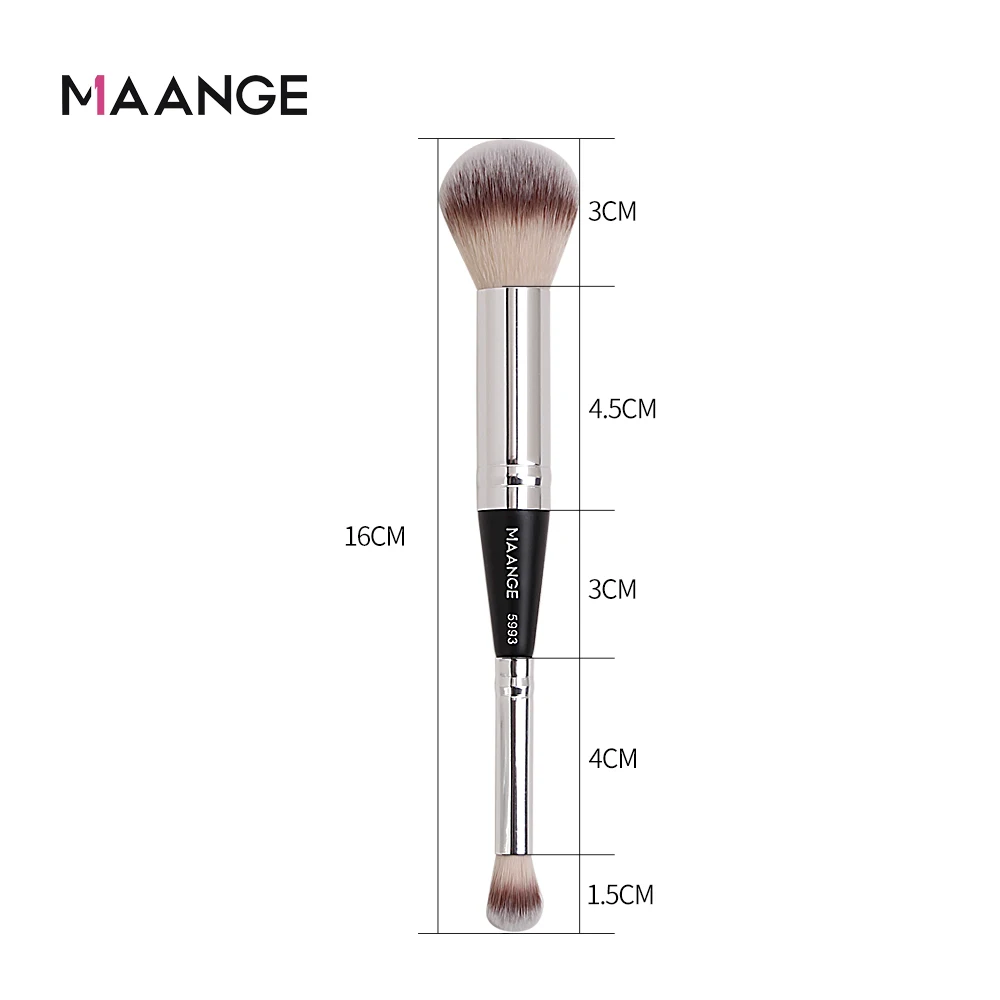Maange kuas Rias หัวคู่แบบ2 in 1 kuas Blush ON แปรงแต่งหน้าสำหรับผสมแป้งเหลว peralatan Rias เครื่องสำอาง