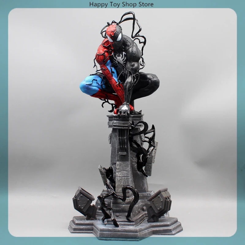 

38cm Spider Man Infect Venom Action Figure Model Large Statue Boys Collection Desktop Decoration Ornament Light Toys Gifts