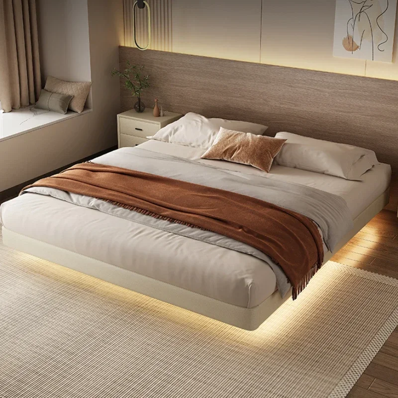 

Floating Modern Metal Bed Japanese High End Safe Apartment Frame Bed Tatami Confortable Cheap Muebles Space Saving Furniture