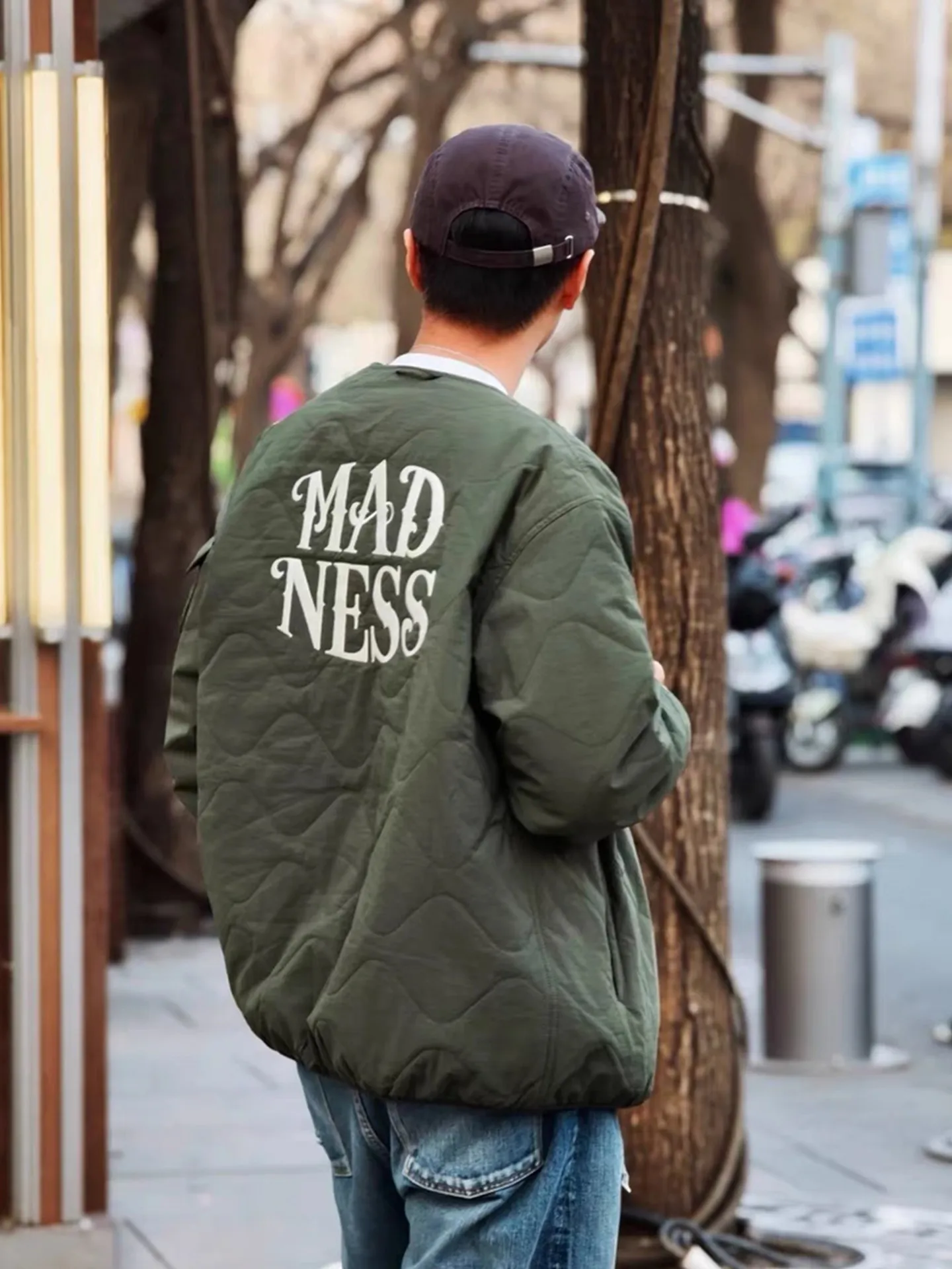 

Trendy MDNS Loose Cotton Jaet Men's Youth Baseball Collar Embroidered Letter Warm Outerwear Casual Long Sve Thiened Po...