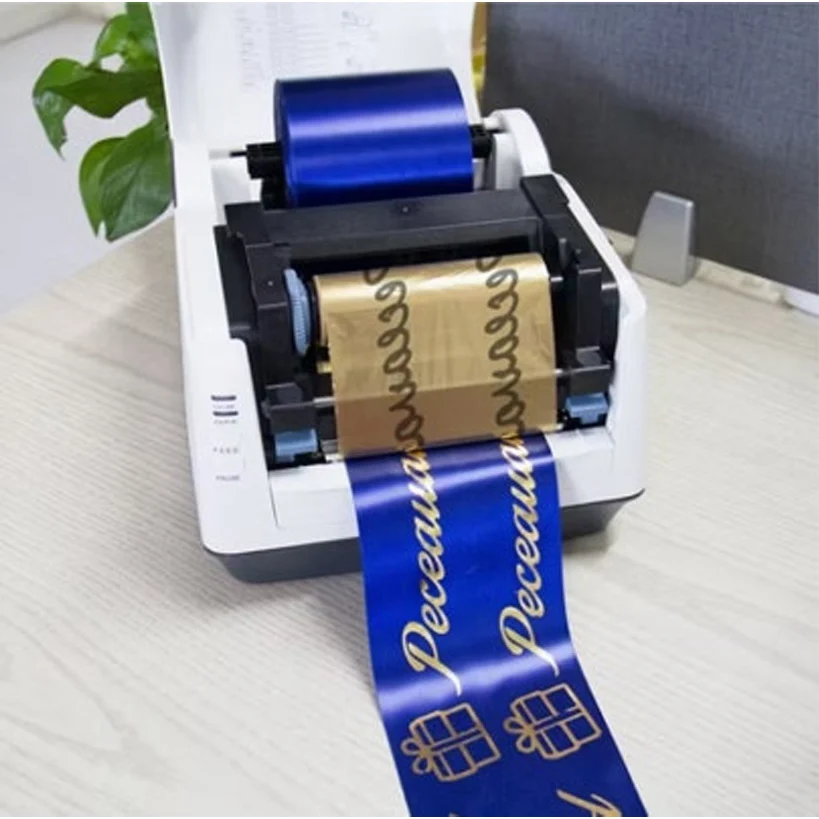 300dpi High Resolution Satin Ribbon Printer 4-inch Thermal Transfer Barcode Printer for Printing Gift Wrapping Ribbons