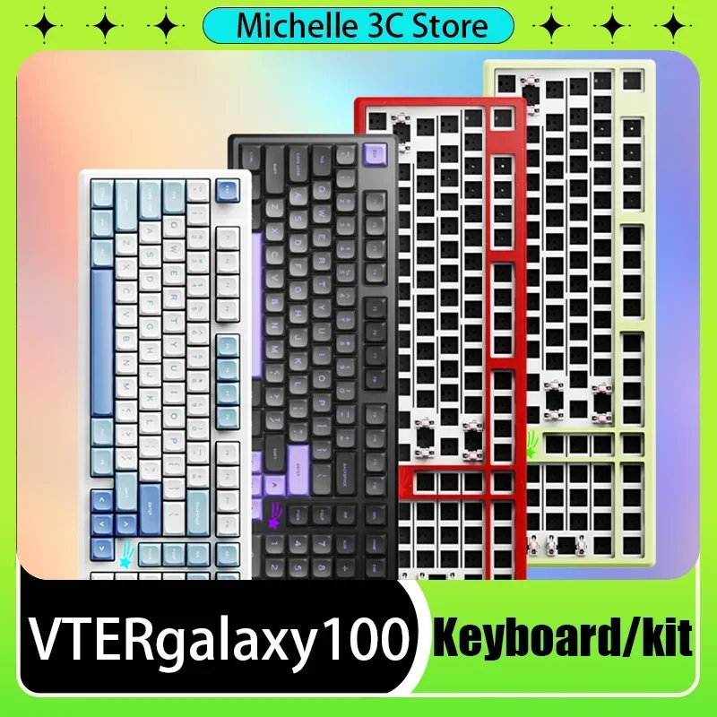 VTER Galaxy100 Mechanical Keyboard/Kit Aluminum Alloy Tri-mode RGB Gasket Hot Swap 8000mAH Customized Gamer Keyboard Accessories