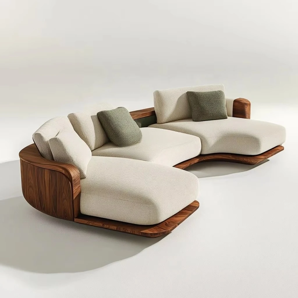 yi- Colored Wabi-Sabi Modern Style Three-Seat Sectional Sofa Bed Set Luxury Velvet Fabric Wooden for Home Living Apartment#