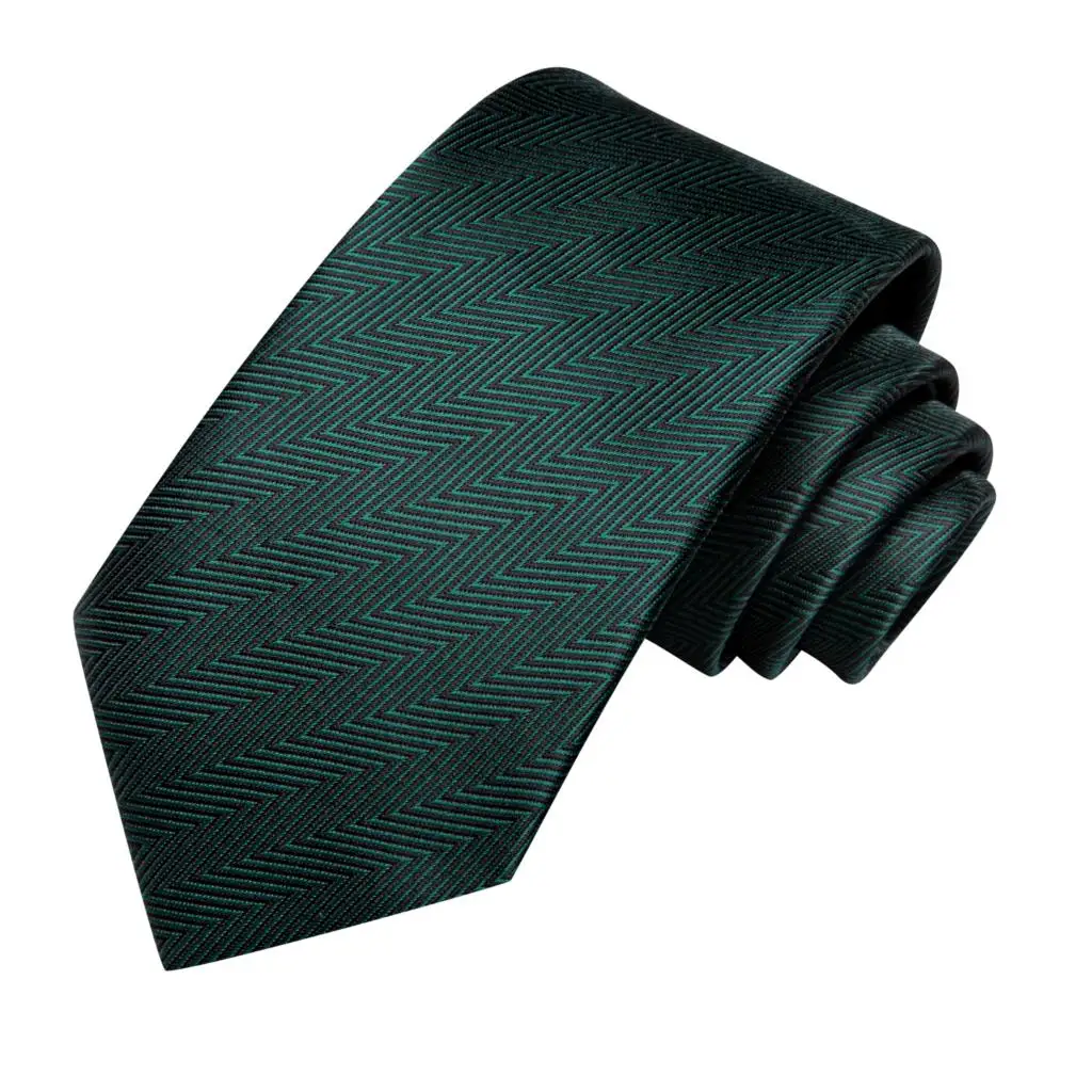 Cravatta per uomo verde scuro solido 2023 nuovo marchio di moda cravatta per feste di matrimonio Set gemelli a mano regalo all'ingrosso Hi-Tie Designer