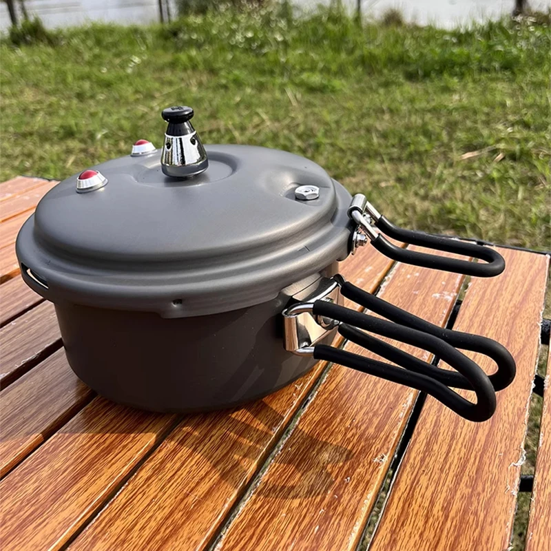 طنجرة الضغط الخارجية، مقبض محمول قابل للطي، طنجرة الضغط، المشي لمسافات طويلة، التخييم، 80Kpa، طباخ ضغط صغير مقاوم للانفجار