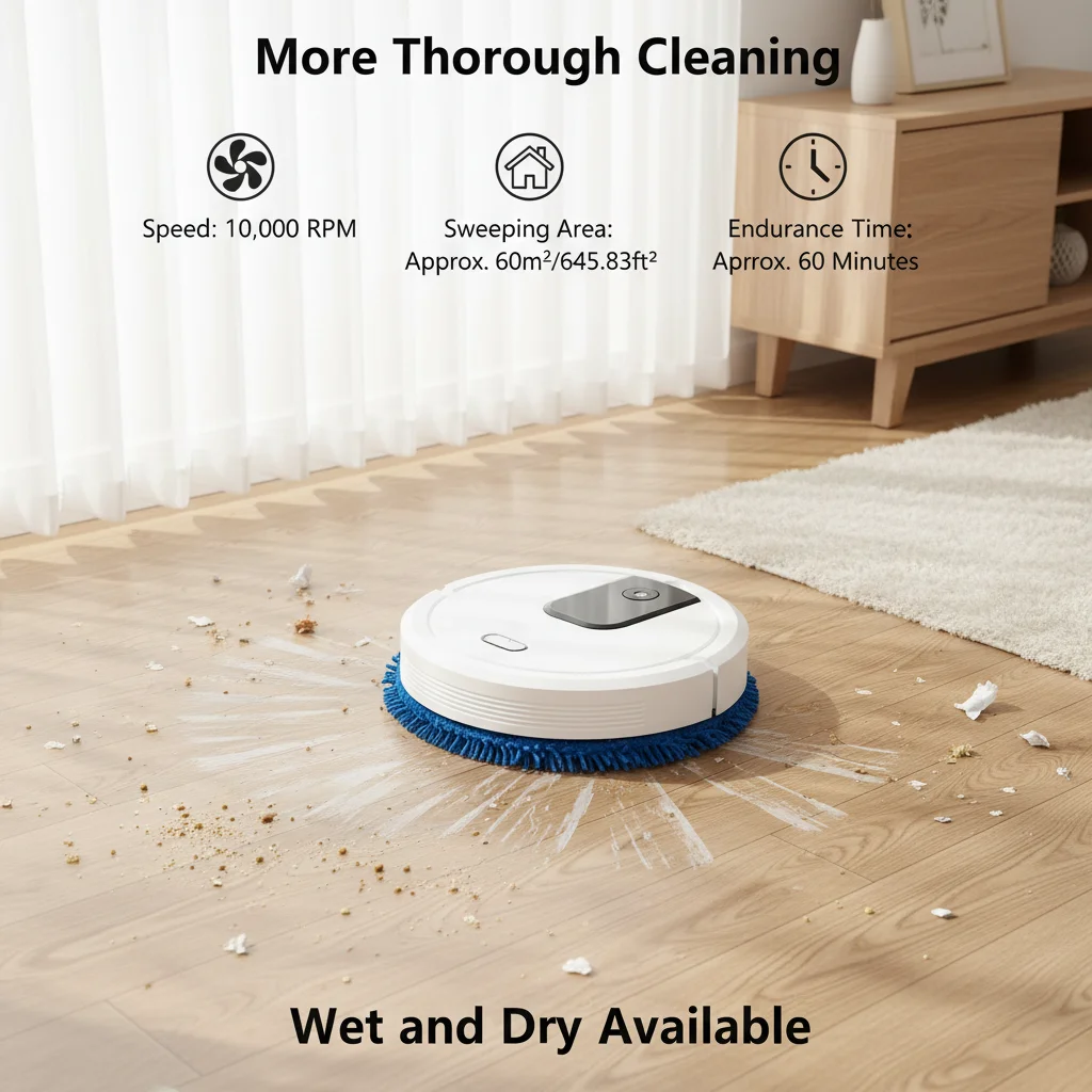 

Робот-пылесос 5 Вт с функцией влажной и сухой уборки, 10000 об/мин, с функцией увлажнения, для дома