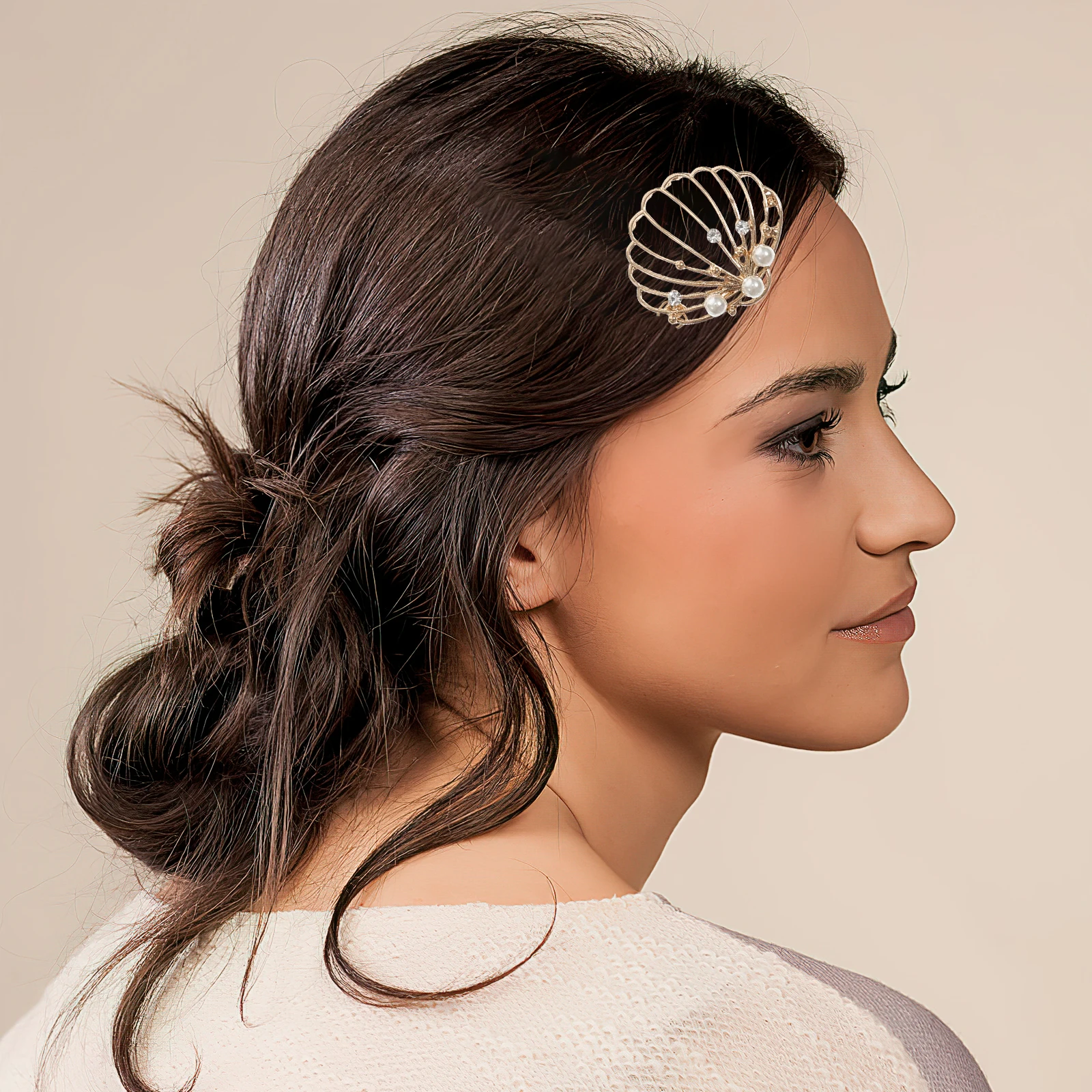 

3pcs Shell Pearl Hair Clips For Women Alloy Seashell Barrettes Golden Beads Durable Elegant Party Wedding Festival Daily Use