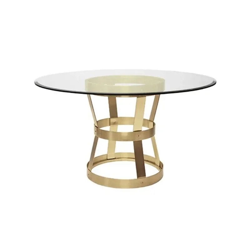 American light luxury fashion hardware round dining table soft decoration design dining table