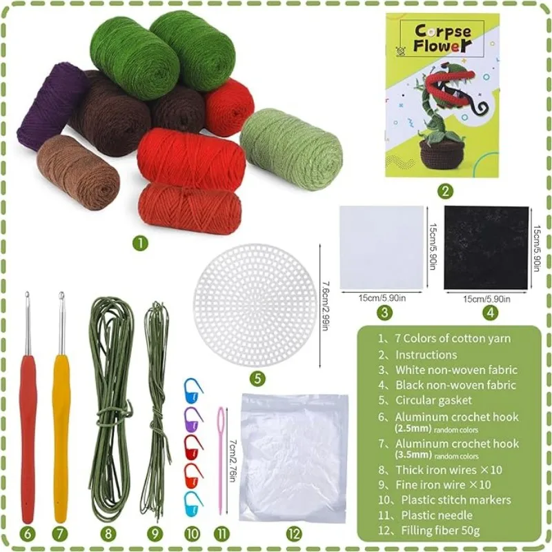 MIUSIE Creative Flower Crochet Kit con filato per maglieria a mano natale Halloween fai da te artigianato pacchetto di materiale all\'uncinetto con