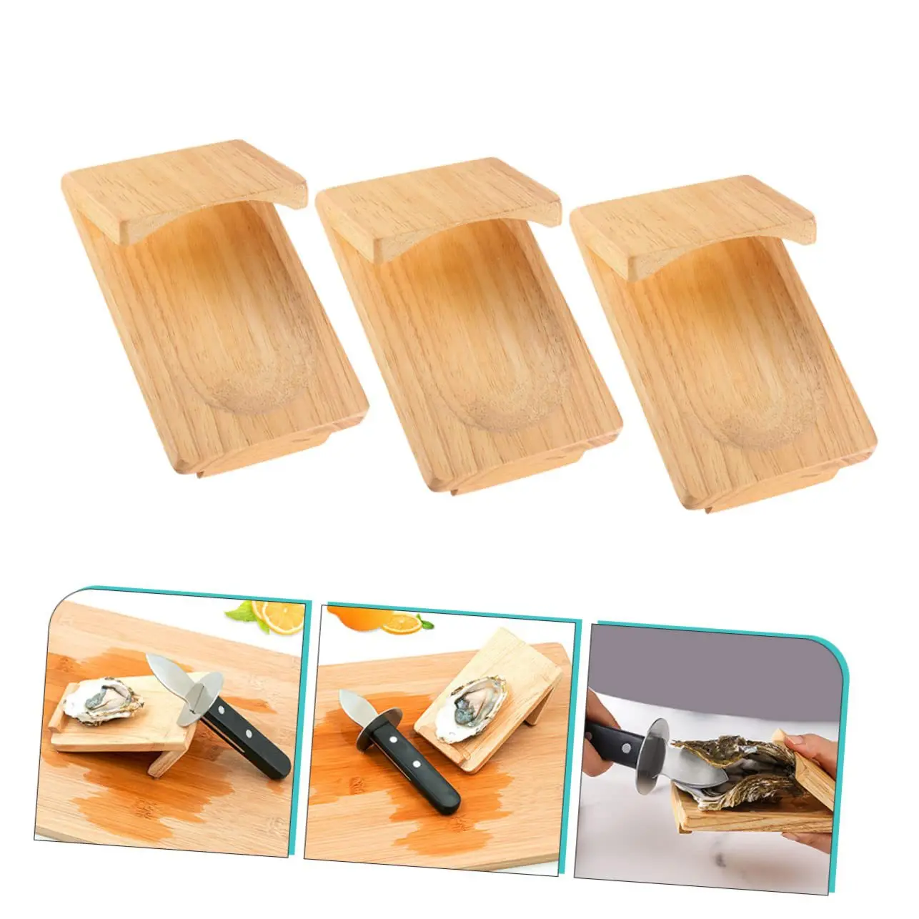 Herramientas de cocina de madera para comer ostras, combinadas con paletas de madera, conchas fáciles de abrir respetuosas con el medio ambiente, -1 Uds.