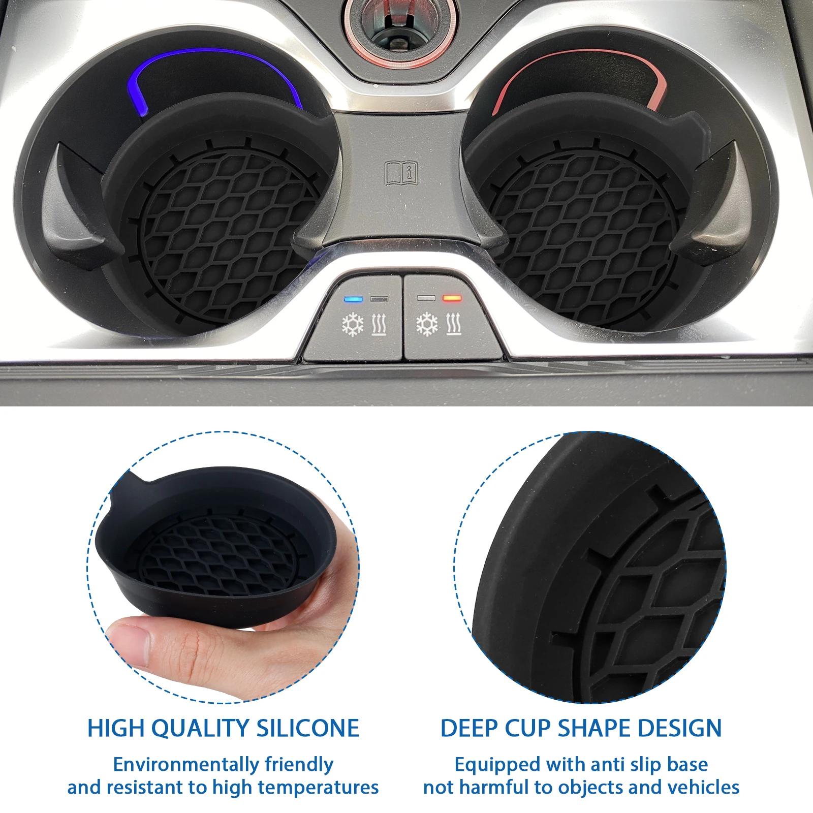 4Pcs Car Cup Mat Silicone Insert Car Cup Placemat Non-Slip Car Cup Protective Pad Heat Resistance Waterproof Car Coasters