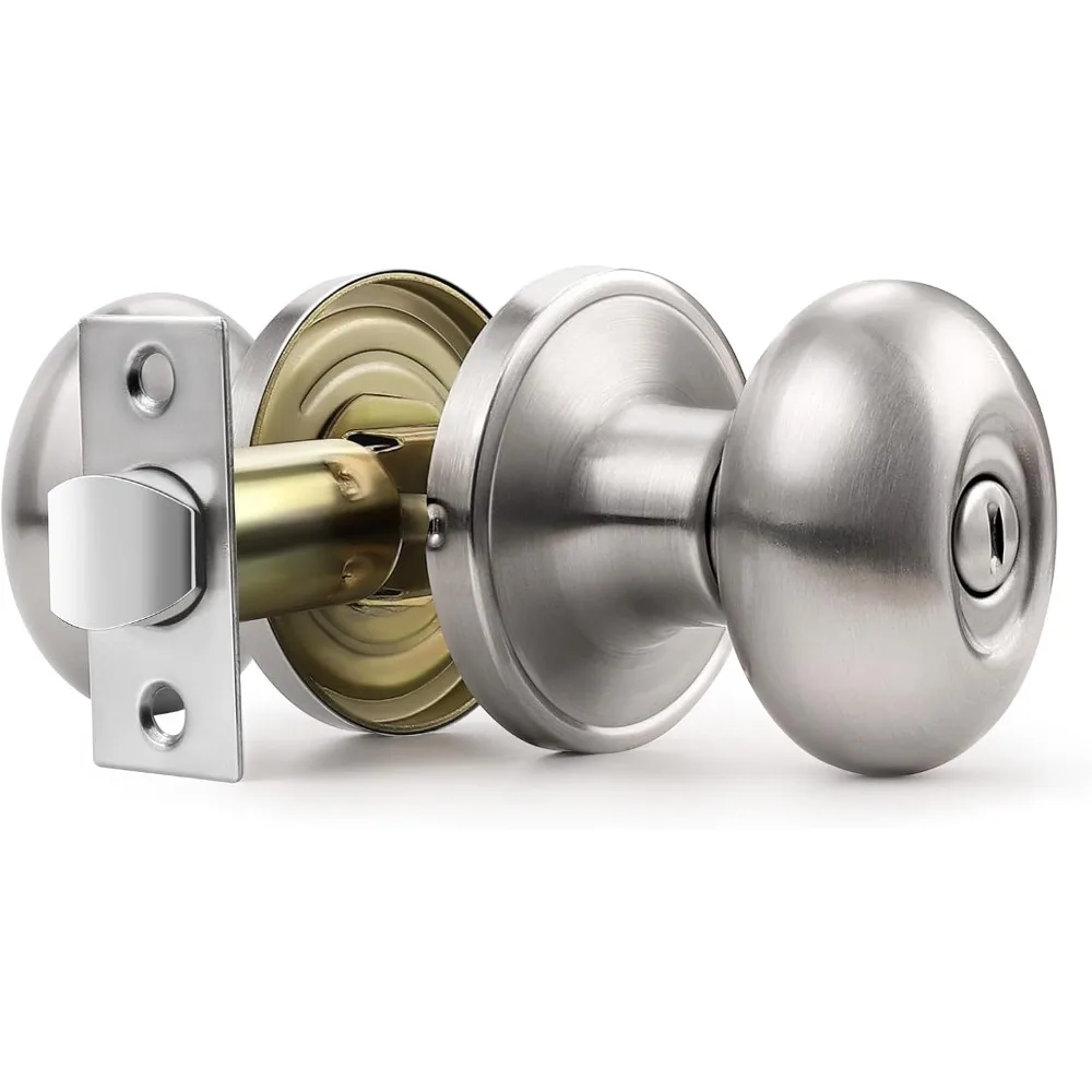 

1 упаковка дверных ручек из матового никеля, дверные ручки, внутренние дверные ручки в форме яйца для спальни, ванной комнаты, дверные ручки с замком