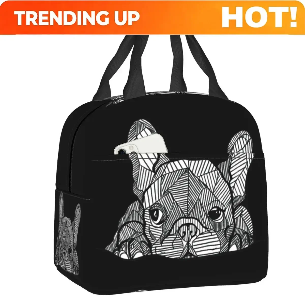 Custom Bag Custom Custom French Bulldog Puppy Thermal Insulated Lunch Bags Women Portable Lunch Container For School Multifuncti