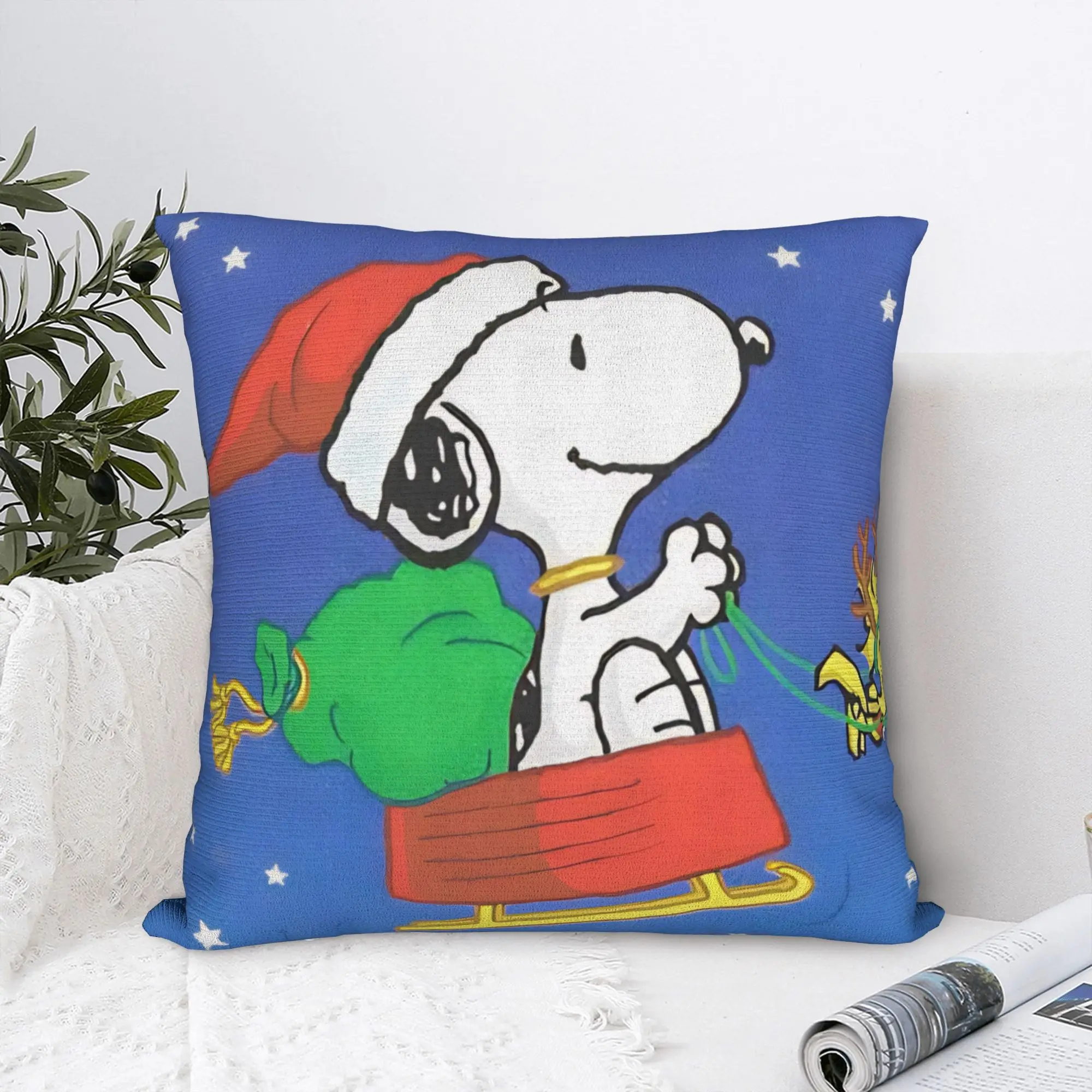 S-Snoopys Xmas Christmas Tree Pillowcase Polyester Cushion Cover Gift  Throw Pillow Case Cover Home Wholesale 40*40cm