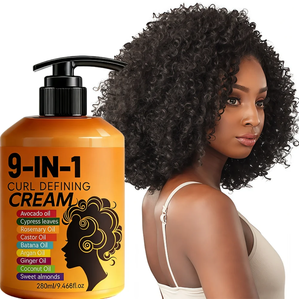 280ml Curly Hair Styling Cream, Moisturizing and Smoothing Formula, Enhances the Elasticity and Shine of Curly Hair, Easy to Set