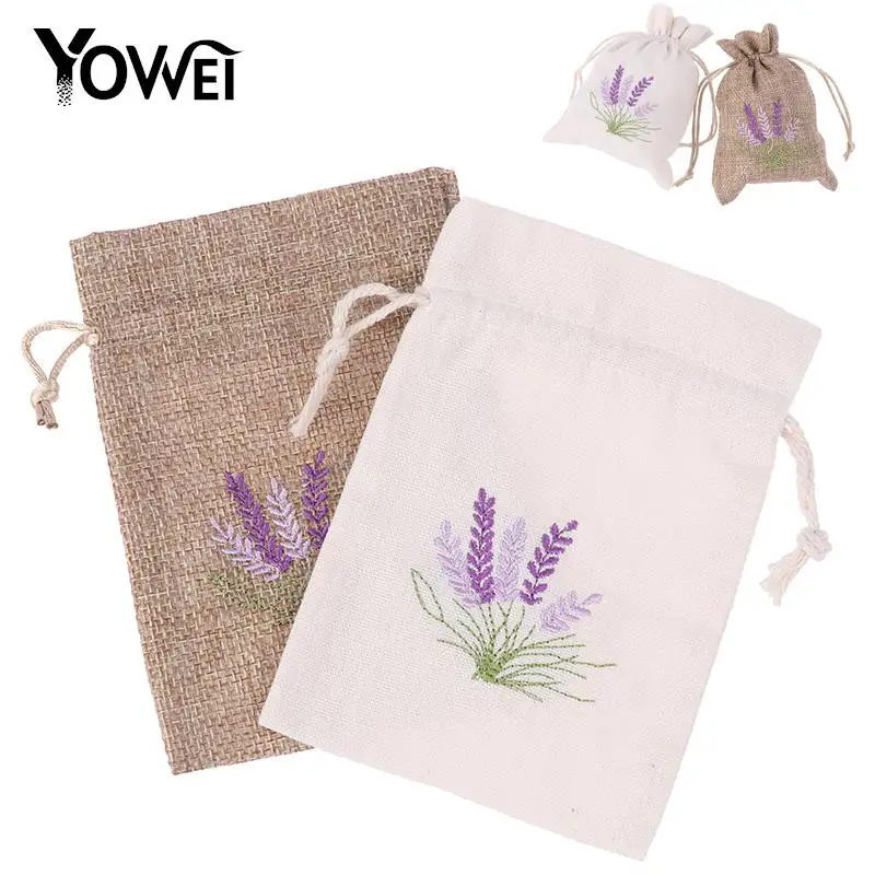 1PCS Dry Flower Aroma Bags Embroidery Lavender Pouches Reusable Aromatherapy Drawstring Bag Cotton Jute Seeds Bags