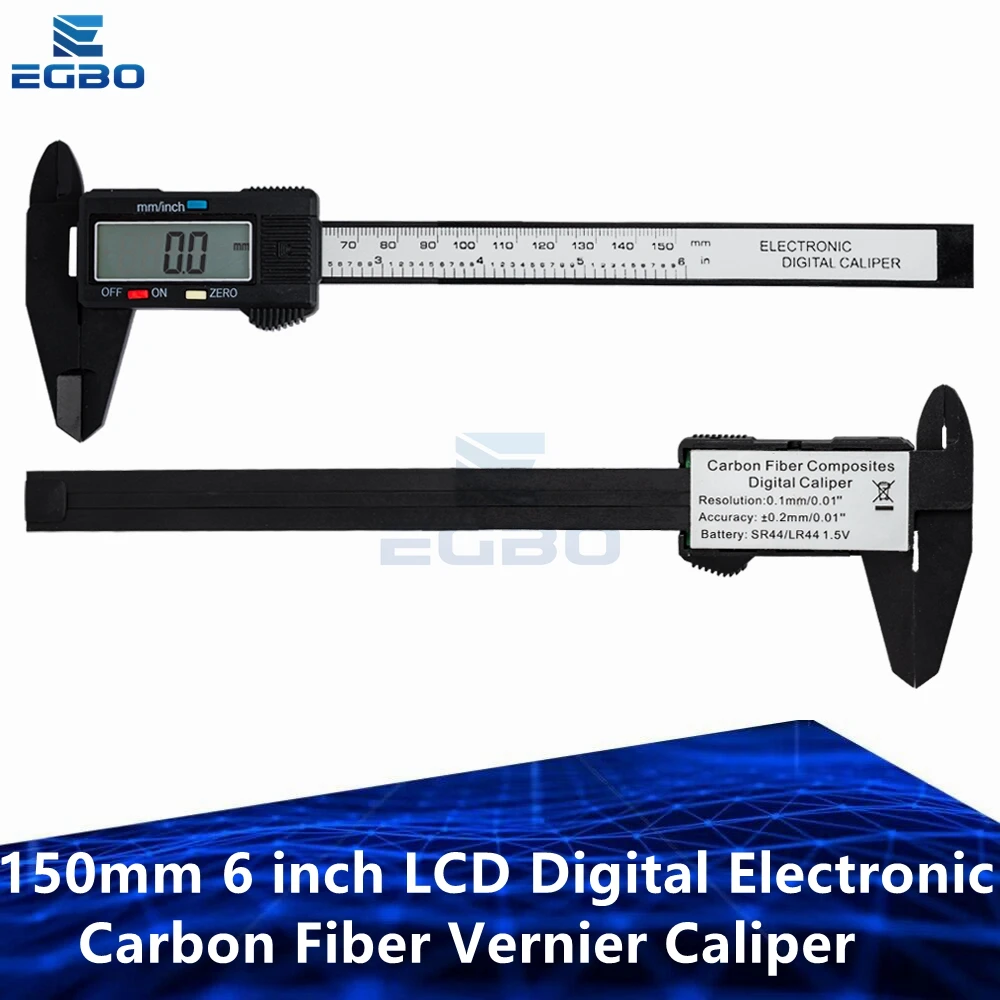 EGBO New Arrival 150mm 6 inch LCD Digital Electronic Carbon Fiber Vernier Caliper Gauge Micrometer Measuring Tool