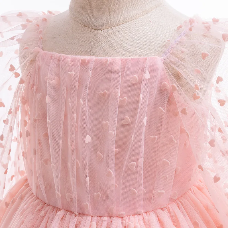 0-6-year-old girl dress pink wave dot sweet cute casual dress tulle foreign qi summer outdoor cotton sleeve childrens clothing