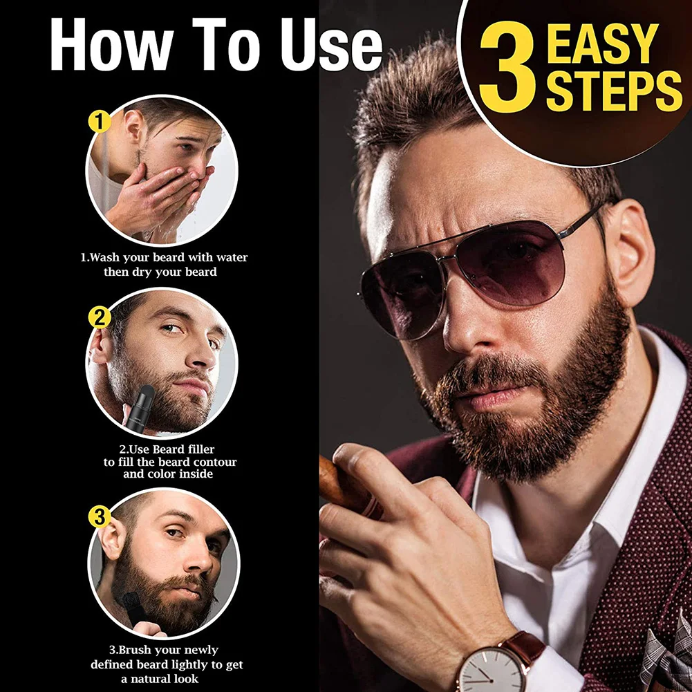 Palo de relleno de barba para hombres, sello de reparación, polvo de relleno de cabello, pluma para mejorar el cabello, lápiz de relleno de Color