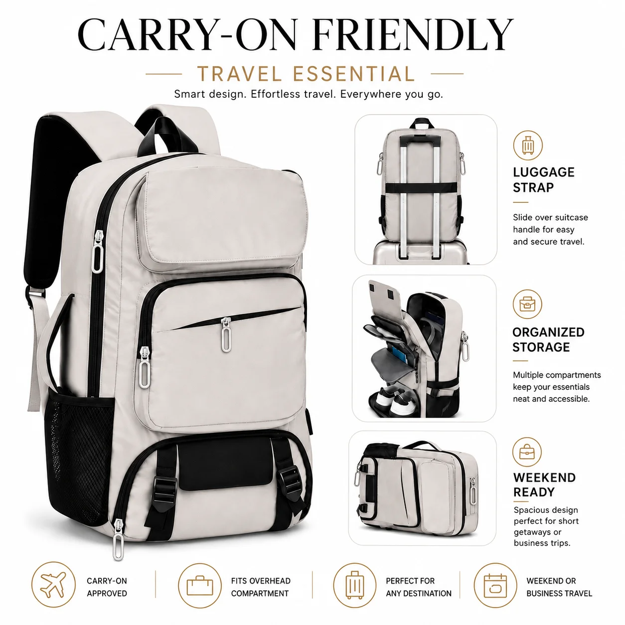 Men's Large-Capacity Travel Backpack with Separate Shoe Compartment, Multi-Pocket Design, Organized and Spacious, Suitable for Laptops, Daily Commuting, Business Trips, and Leisure Use