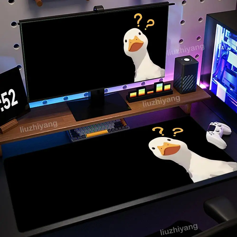 

Black Mouse Pad Question Mark Duck Large Computer Office Game Table Mat XXL Rubber Anti-slip Stitch Keyboard Mats Long Desk Pads