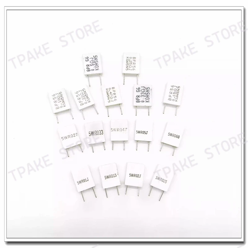 BPR56 MPR SLR RX27-6 5Watts Non Inductive Cement Resistor 0.01 0.02 0.025 0.03 0.047 0.05 0.1 0.2 0.25 0.3 0.33 0.47 0.5 R Ohm
