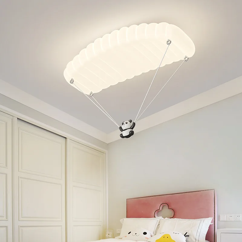 NEW Panda Parachute Ceiling Lamps Cute Children's Room Lamp Modern Romantic Warm Little Girl Boy Bedroom Decor Ceiling Lights
