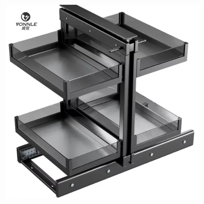Wholesale Stainless Steel Kitchen Corner Cabinet Pull Basket Fully Extended Corner Storage Rack