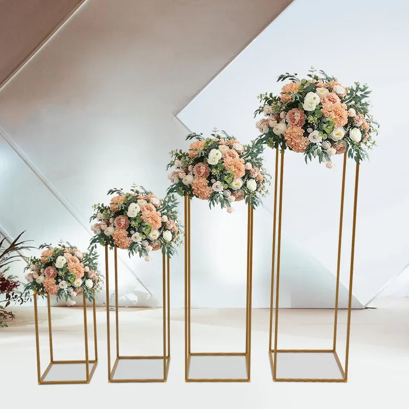 

4Pcs/8Pcs Gold Frame Backdrop Stand Rectangular Metal Flower Rack For Wedding Birthday Party Backdrop Decor