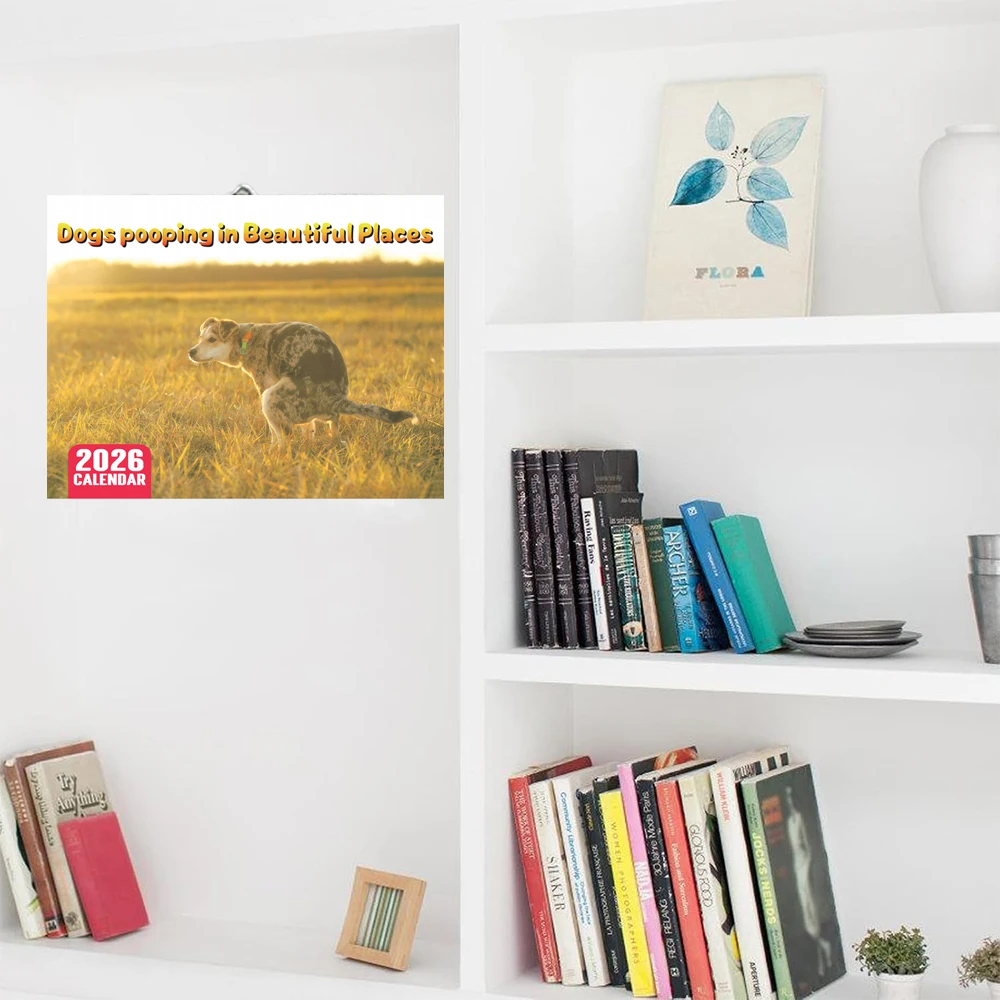 2026 Wall Calendar Creative Hanging Daily Weekly Monthly Planner Home Decor Schedule Organizer Pooping Dogs 12-Month Calendar