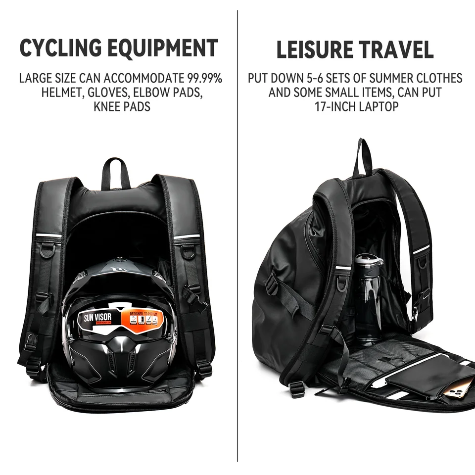 Helmet Backpack for Motorcycle Cycling, Large Capacity Waterproof Helmet  Storage Bag Hiking Backpack with Reflective Stripe - AliExpress 1524