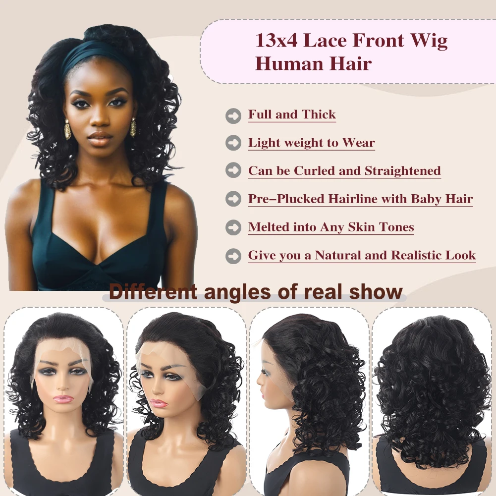 Natural Wave Lace Front Wig Human Hair 200% Density 13x4 HD Lace Frontal Wigs Human Hair for Women Wigs Human Hair Pre Plucked