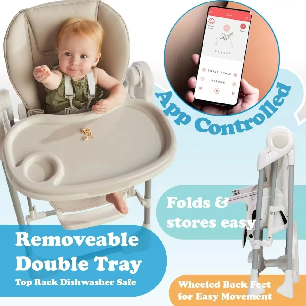 Modern Intelligent Electric Baby Swing Chair Cozy High Chair With For Babies Aged 0-3 Years For Kitchen Dining & Baby Nursing