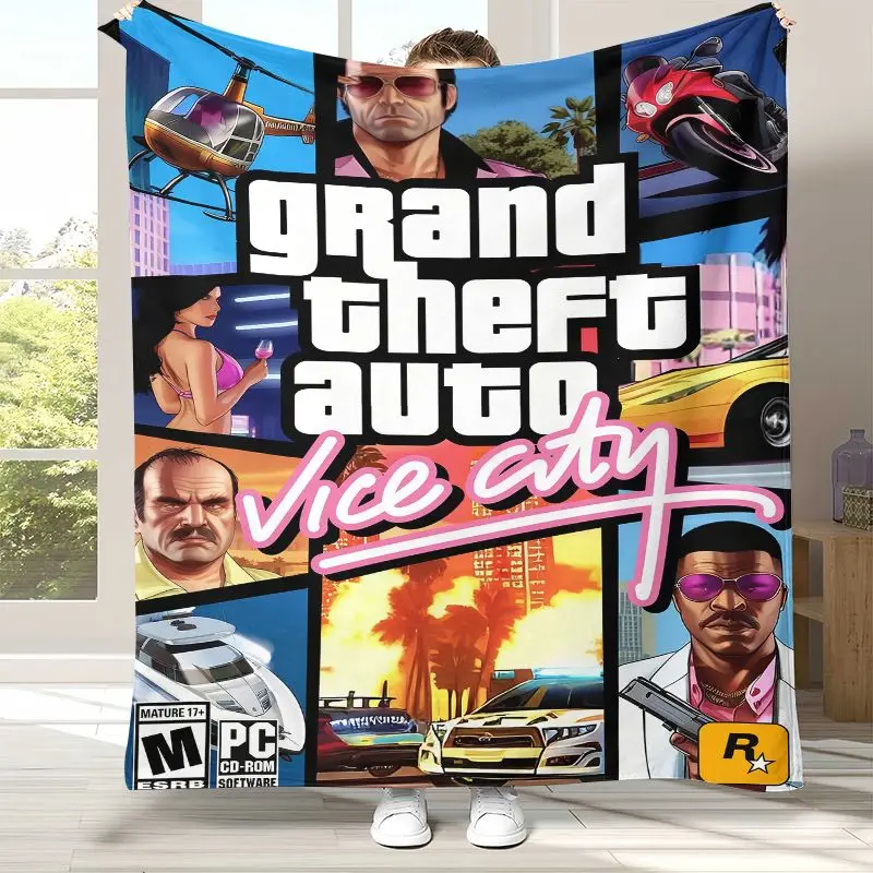 Vintage Game G-GTA San Andreas Soft Flannel Throw Blanket,Cozy Warm Blanket for Bed,Sofa,Living Room,Picnic,Camping,Home Decor