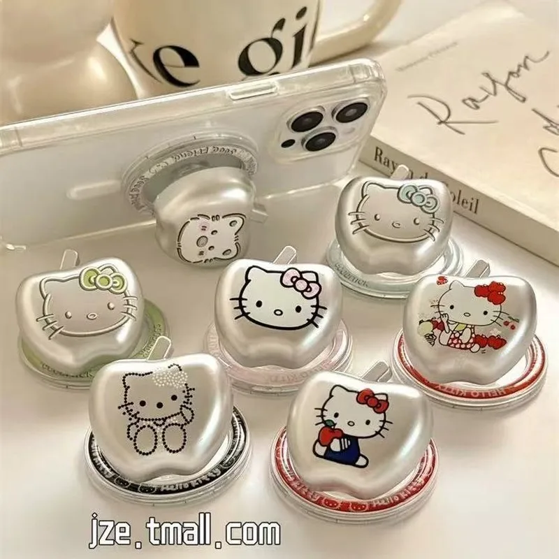 Hello Kitty Magsafe Phone Grip-Tok Griptok Magnetic Socket Expanding Stand Holder for iPhone Pocket Electroplated Matte Silver