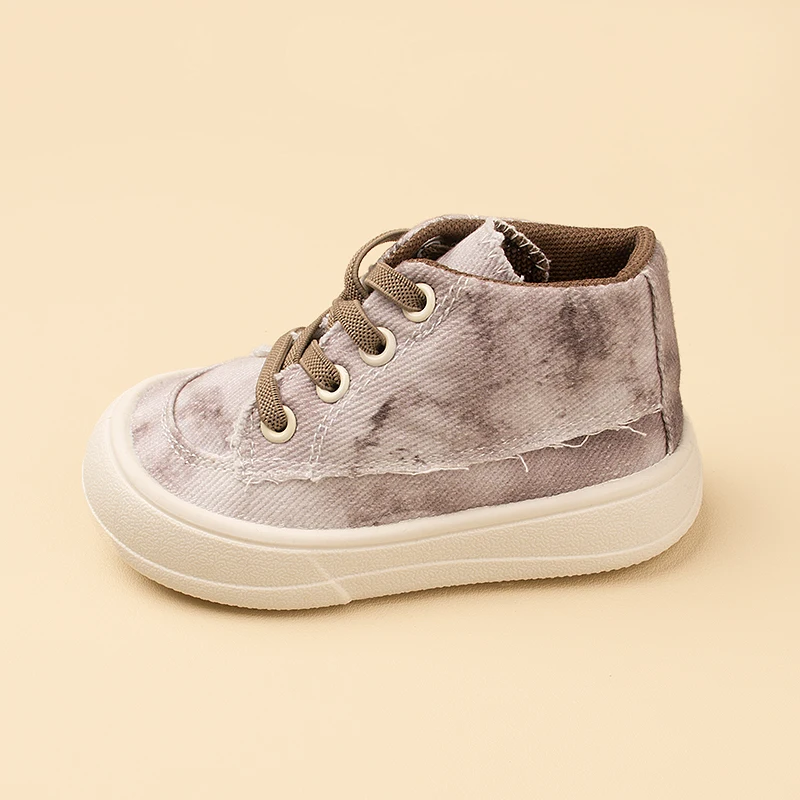 Autunno New Little Kid Fashion Lithe Elastic Band scarpe di tela Tie-dye Mid-top Casual Sneakers EKF60