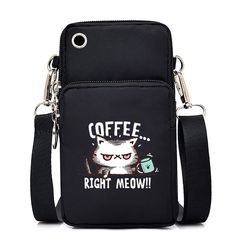 Funny Anime Cat Small Messenger Bag Hanging Neck Coin Purse Vertical Handbag Women Mobile Phone Bags Cartoon Small Crossbody Bag