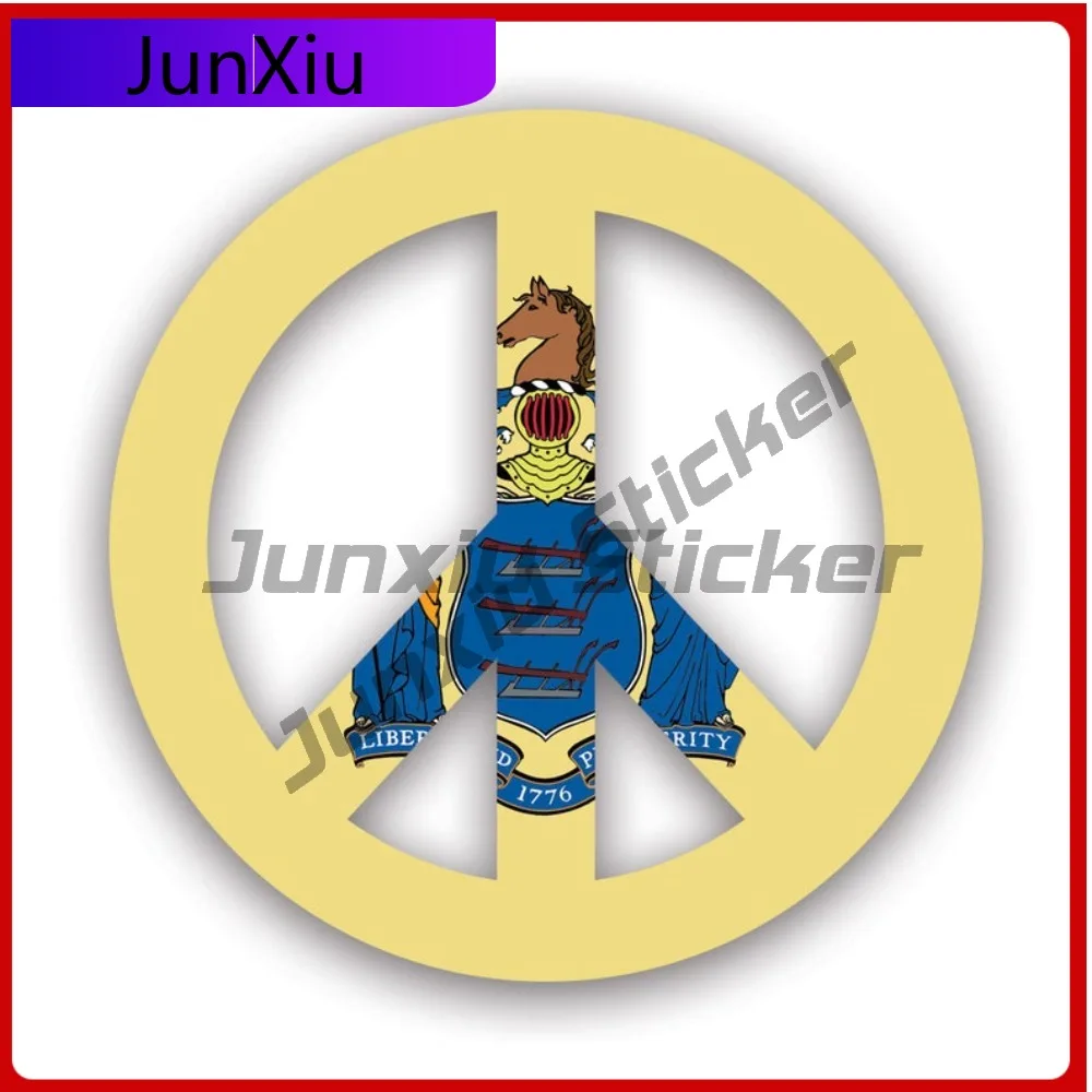 

New Jersey Flag Peace Symbol Stickerwaterproof Anime Bumper Waterproof Vinyl Decal For Air Conditioners Decor Sticker Decor