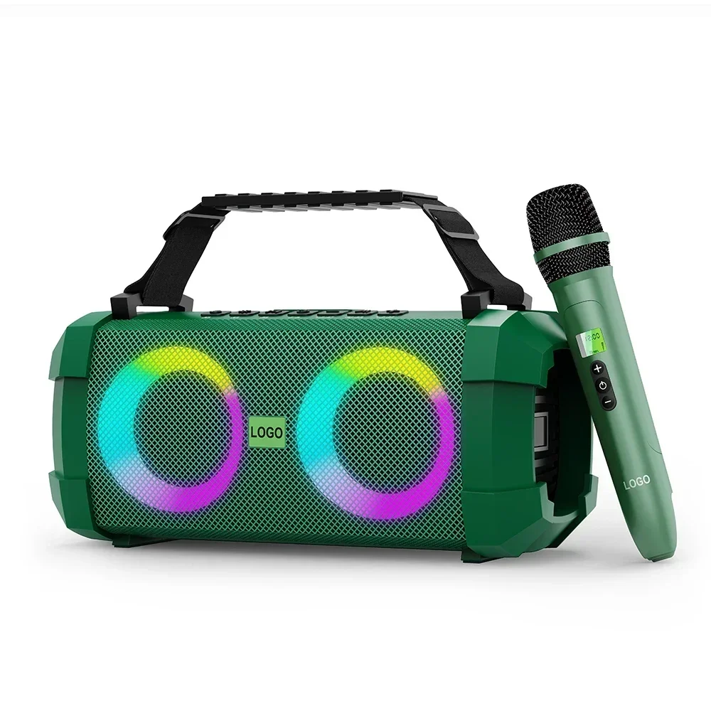 Portable Speaker with UHF Wireless Microphone DSP Sound Effect Big Size RGB LED Light Bluetooth Speaker