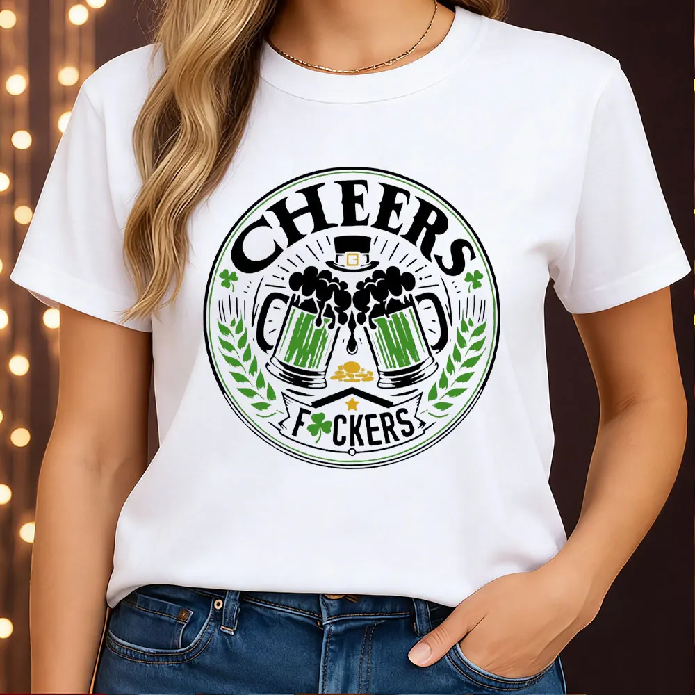 Cheers 3.17 camisetas del Día de San Patricio, camiseta irlandesa para beber, camiseta de verano para mujer, camiseta informal de moda para celebración del Día de San Patricio