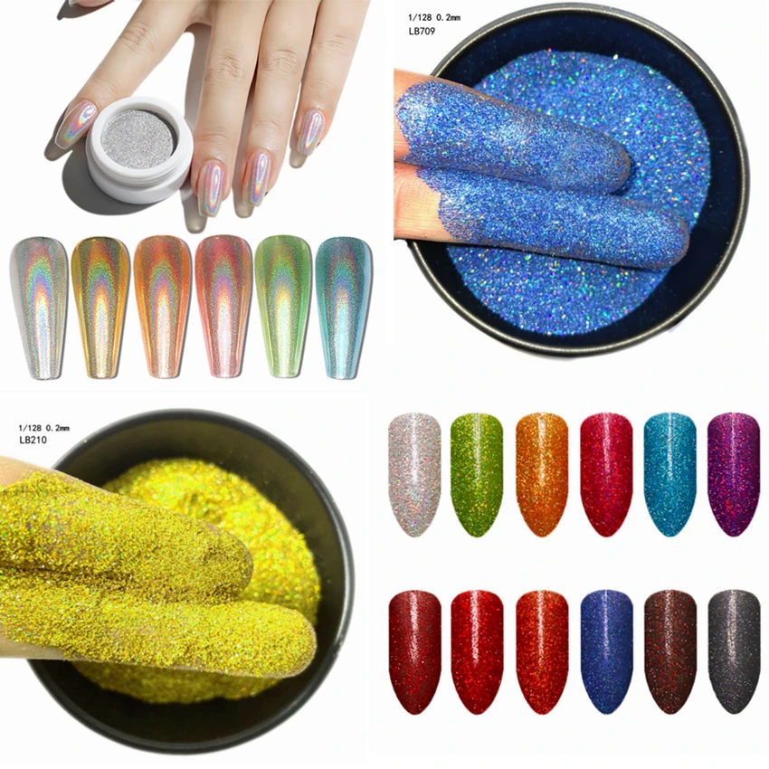 500g Ultra-Fine Chrome Holographic Gold Silver Laser Nail Glitter Powder Sparkly Manicure Art Decoration Ultra-Fine Glitter Dust