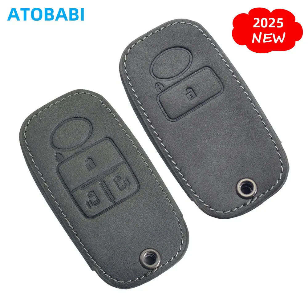 Graue Leder-Autoschlüsselhülle für Toyota 2023 2024, Raize Veloz Avanza, Tank, Gummi, Daihatsu Tanto, Subaru, Fernbedienung, Schutzhülle – Detail 6