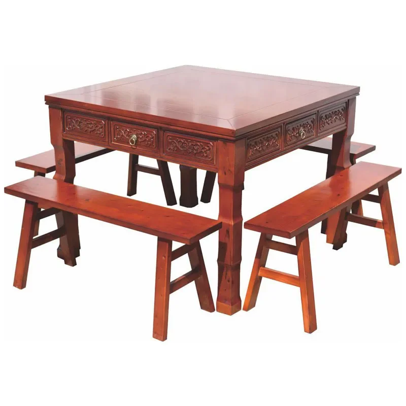 

Chinese walnut solid wood eight immortals dining table with drawers
