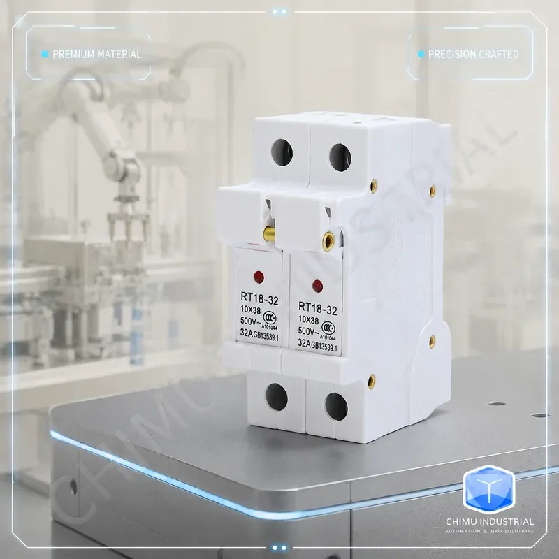 【CHIMU INDUSTRIAL】 RT18-32X 2P DIN Rail Cylindrical Cap Fuse Base Ceramic Holder Copper Parts for Industrial Control