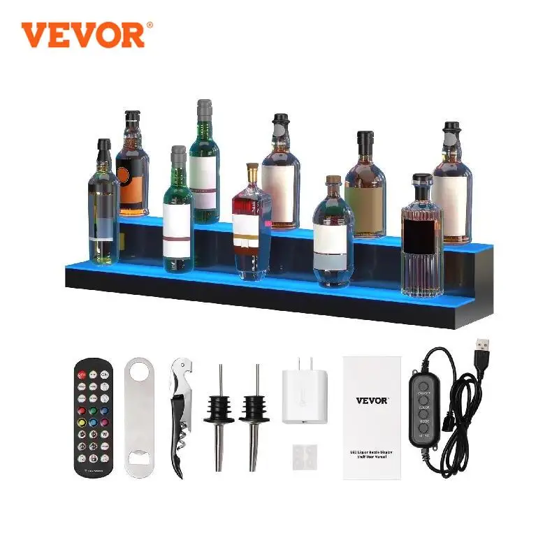 VEVOR LED Lighted Liquor Bottle Display Rack 2/3-Tier  30