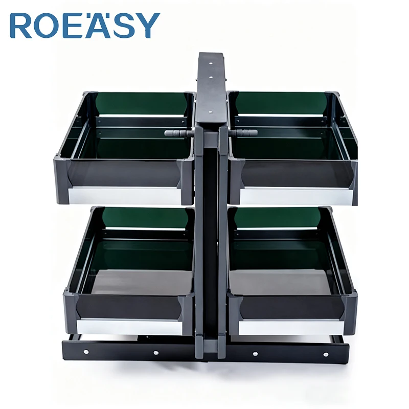 ROEASY Full Extension Magic Corner Basket Spice Rack Kitchen Storage Organizer Cabinet Pantry Kitchen Pull Out Basket