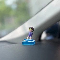 Anime Figures Cool Surfing Youth Figurines Car Ornaments Miniature Cartoon Wave Surfboard Boy Home Docor Desk Decor Accessories