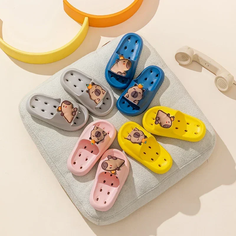 

Cute Capybara EVA Injection Molding Thick Sole Cartoon Animation Kids Slippers for Indoor，Bathroom, Beach Summer Fun
